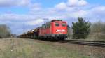 BR 140 mit Zugen 140 806 fuhr mit einem Ganzzug am 19.3.2008 bei Wiesental (KBS 700, Mannheim-Karlsruhe) gen S�den.