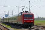 BR 120 Unweit des Bahnpark Augsburg zweigt die KBS 910 Augsburg - N�rnberg von der KBS 980 Augsburg - Ulm ab. 120 113-6 mit einem kurzen IC nahe Augsburg-Oberhausen auf dem Weg nach Donauw�rth. (Sept. 2008)