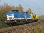 V100-SP-007 der Firma SLG Spitzke Logistik f�r Gleisbauarbeiten mit Kranzug ...
