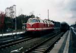 MEG-Lok 207 im Februar 2001 beim Lokumlauf im Ostseebad Binz. ...