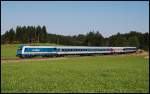 BR 223 Diese Lok der Baureihe 223 zieht ihren ALEX-Zug nach Oberstdorf/Lindau. Aufgenommen am 18.08.2008 bei Riedles.