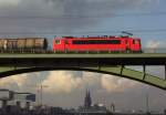 BR 155 Br 155 f�hrt mit Kesselwagenzug �ber die S�dbr�cke in K�ln. 29.10.08
