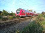doppelstock-steuerwagen-3-gattung RE 21577 von L�beck Hbf nach Hamburg Hbf kurz vor der Einfahrt in Reinfeld (Holst.) am 29.10.08.