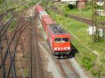 Am 14. Mai 2008, fuhr 155 113, mit einem Containerzug, ...