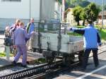 SPB Schynige-Platte-Bahn SPB - Rangierarbeiten im Bahnhofsareal von Wilderswil am 16.08.2008