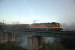 Der Deutschland-Stier (1116 036) am fr�hen morgen des 18.10.08 mit ...