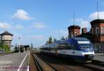 Im oberen Bahnhofsteil von Kostrzyn (K�strin-Neustadt) steht hier NEB-VT735, der ...