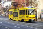 cottbus Cottbus, 01.11.2008, Tramlinie 4 in Richtung Neu Schmellwitz in der Haltestelle Wilhelm-K�lz-Stra�e (Umleitung aufgrund von Bauarbeiten auf der Stammstrecke)