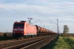 BR 185 mit Zugen 185 011-4 mit Kies/Schotterzug in Neuss Allerheiligen am 8.11.2008