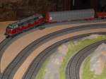 Modellbahn von Christian Maier Die V 200 018 mit einem G�terzug bei der Ausfahrt aus dem Bahnhof.
