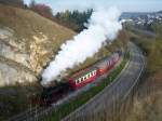 albbahnle-amstetten---oppingen---laichingen 99 7203 der UEF-Sektion Allbahn durchf�hrt am 12.10.2008 den bekannten Einschnitt bei Amstetten auf dem Weg nach Oppingen