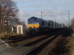 Lok 6605 mit Containerzug H�he Peine am 17.11.2008  ...