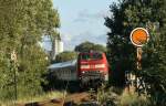 218 106-3 passiert am 29.08.2008 mit ihrer RB nach Flensburg ...
