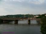BR 03 Die 03 1010 f�hrt mit einem Sonderzug (Remagen18:41 -Koblenz-L�tzel19:19 -Koblenz-Hbf19:25 -Bad Ems19:46 -Nassau19:53) �ber die Moselbr�cke der linksrheinschen Rheinstrecke.
01.06.2008 Koblenz
