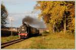 eisenbahnmuseum-ampflwang Die in 38 3101 umbezeichnete �GEG Lok 638.1301 mit einem Fotopersonenzug von Sulzbach am Inn nach M�hldorf am 17.10.2008 aufgenommen nach Eggenfelden. Hier entschied ich mich, wegen der Stimmung, wieder einmal f�r die 'falsche' Seite.