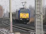 BR 146 mit Zugen BR 146 am Warnem�nde-Express der Firman Connex ,verl��t Berlin in H�he S-Bahnhof Pankow Heinersdorf.November 2008