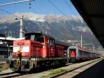 br-2068 Diesellok 2068 058 in Innsbruck Hbf am 10.12.2008