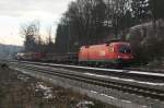 br-1116-vor-guterzugen 1116 270 mit einem kurzen, gemischten G�terzug am 29.11.2008 in A�ling.