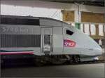Der Triebkopf der TGV Weltrekordeinheit aufgenommen im Bahnhof von Metz ...