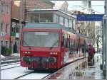 AB RHB Rorschach-Heiden-Bergbahn Der BDeh 3/6 25 ist soeben in Rorschach Hafen angekommen und f�hrt in drei Minuten zur�ck nach Heiden. (24.11.2008)