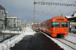 RBS Be 4/12 am 12.12.2008 bei der Ausfahrt aus dem ...