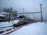 Bew�hrungsprobe f�r diesen ETR 610 ohne Nummer im Schnee bei ...