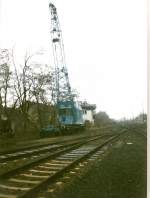 Eisenbahndrehkran,zur Bekohlung der Schmalspurloks,im Januar 1999,in der Einsatzstelle Zittau.  ...