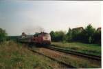 218 299-6 beim beschleunigen aus dem Bahnhof Bauerbach (Stadtteil von ...