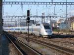 Eine TGV-Doppeltraktion trifft am 26.12.2008 in Z�rich HB ein um ...