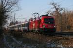 Der Schweiz Taurus 1116 075 mit EC 67 am 28.12.2008 ...