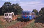 T6 der PEG verl�sst am 13.8.03 den Bahnhof Putlitz in ...