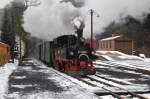 99 1590 erreicht den Bahnhof Schmalzgrube ( 07.12.08 )  ...