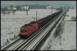 1116-140 vor einem Schrott-Ganzzug zwischen Fentsch-St. Lorenzen und Knittelfeld. 15.01.2009 ...