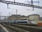 TGV bei der Einfahrt in den Bhf Genf Bahnhof, am ...