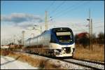 OLA-Tw 0001 als OLA 80013 Stralsund-Neustrelitz am 05.01.2009 am Abzweig ...