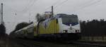 BR 146 mit Zugen 146 534-3 bei der Einfahrt mit MEr 36513 Hamburg-Harburg - L�neburg in Radbruch am 31.01.09.