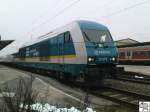 RBG Regental Bahnbetriebs-GmbH Am 04. Februar 2008 kurz nach 14.00 Uhr wartet 223 072 der Regental Cargo mit einen Containerzug am Haken auf die Steckenfreigabe in Richtung Lichtenfels.