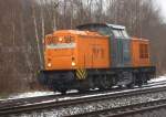 202 271-3 der Bocholter Eisenbahngesellschaft am 20.2.09 an der Holzverladestelle ...