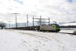 Re 485 010-3 f�hrt mit am 20.2.09 einen G�terzug von ...