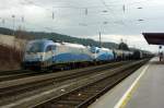 Zwei 1216 Adria Transport stehen mit gesenkten Stromabnehmern in Kapfenberg. ...