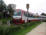Triebwagen T4 Typ 5047 der neg-Nieb�ll GmbH rangiert im Bhf ...