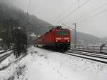 143 883-7 ist auf der S1 Richtung Sch�na unterwegs.20.02.09.  ...