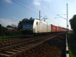 185 548-5 der ITL mit Containerzug hier bei Dresden-Stetzsch.27.09.08  ...
