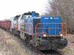 MaK im Doppelpack haben einen D�ngerzug nach Parchim gebracht. 11.03.2009 ...