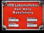 Fabrikschild von Lok 65 ...  Thomas M�ller 25.03.2009