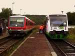 DB 628 601-7 + EIB VT 009 im Bf Nebra; ... DB 628 601-7 + EIB VT 009 im Bf Nebra; ...