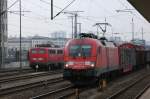 182 021 & 110 223 am 14.03.08 in Regensburg (BB-Treffen) ...