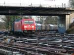 185 213-6 kommt mit einem G�terzug in Aachen-West an. Aufgenommen ...