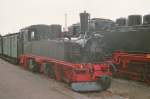 BR 99 SDG / DR - Dampflok 99 586 im Bahnhofsareal von Radebeul im Nov.2004