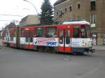 Stra�enbahnlinie 68 nach S-Bahnhof K�penick an der Haltestelle Gr�nau Wassersportallee. ...